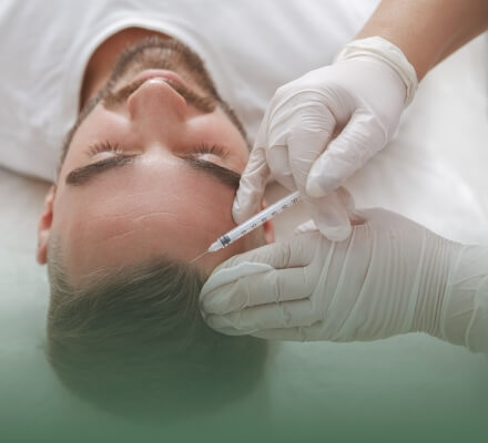 Man receiving a dermal filler injection
